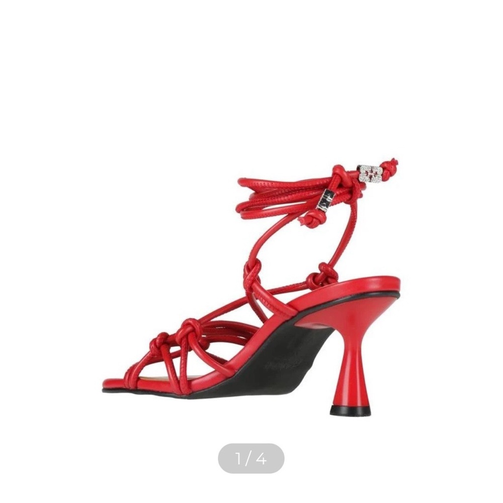 Ganni Red Knotted Heels - Picture 2 of 7